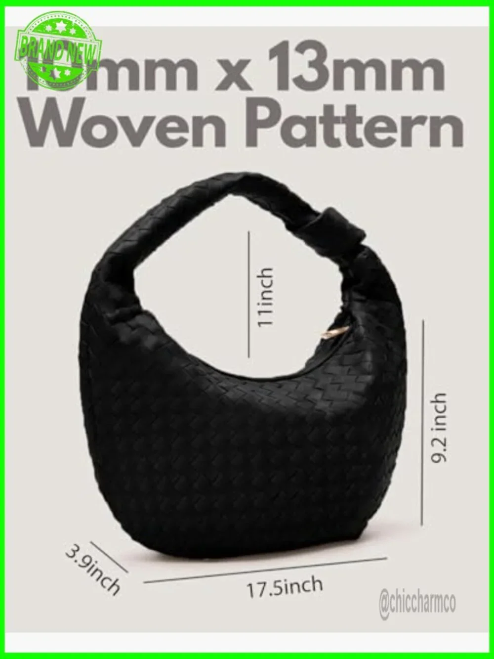 Large Woven Hobo Tote Bag Vegan Leather with Zipper Pockets